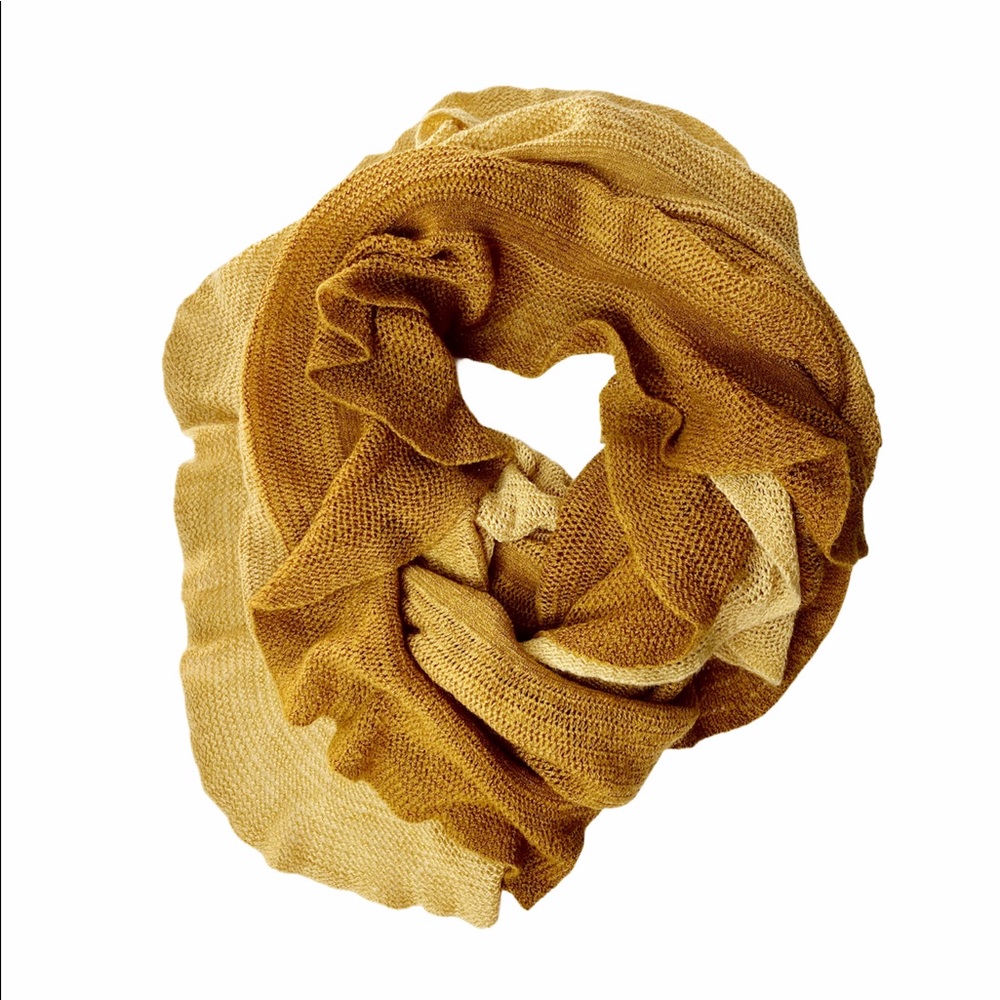 CCC Ruffle Knit Circle Infinity Cozy Fall Ombre Mustard Scarf